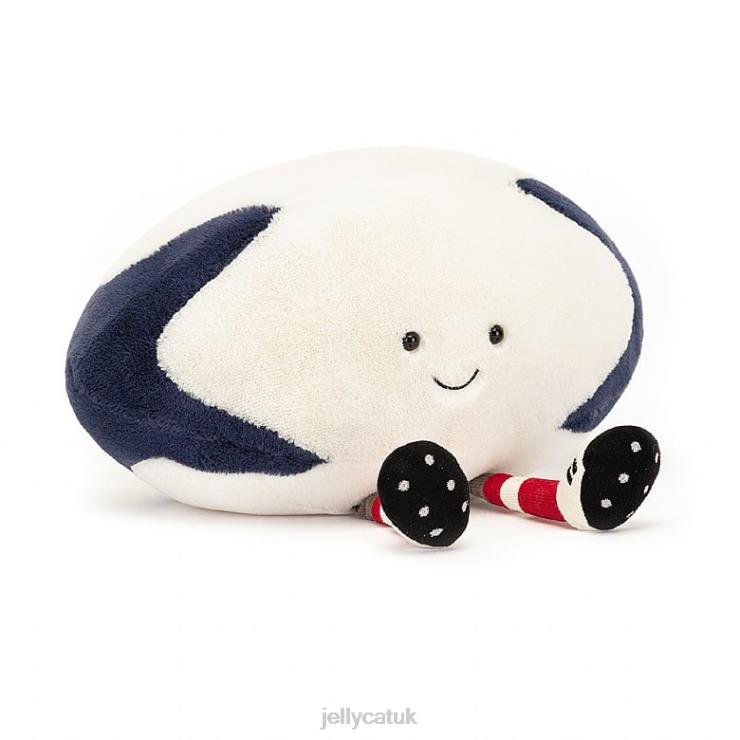 Jellycat Toy V248Z148 Amuseable Sports Rugby Ball Blue and Cream