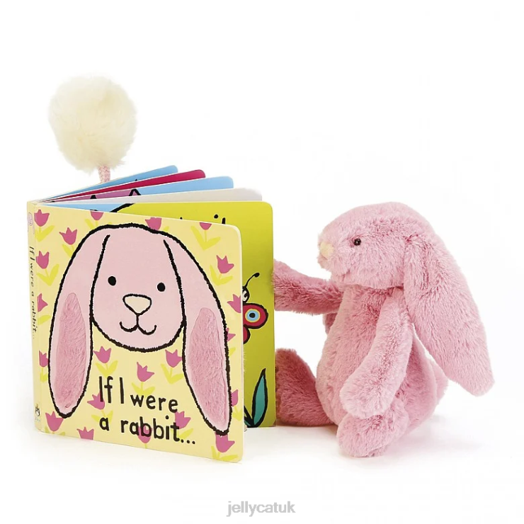 Jellycat Book V248Z705 If I Were A Rabbit Book and Bashful Tulip Bunny Pink