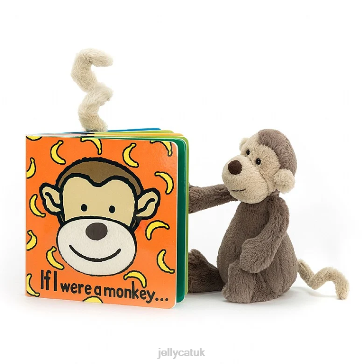 Jellycat Book V248Z724 If I Were A Monkey Book and Bashful Monkey Brown