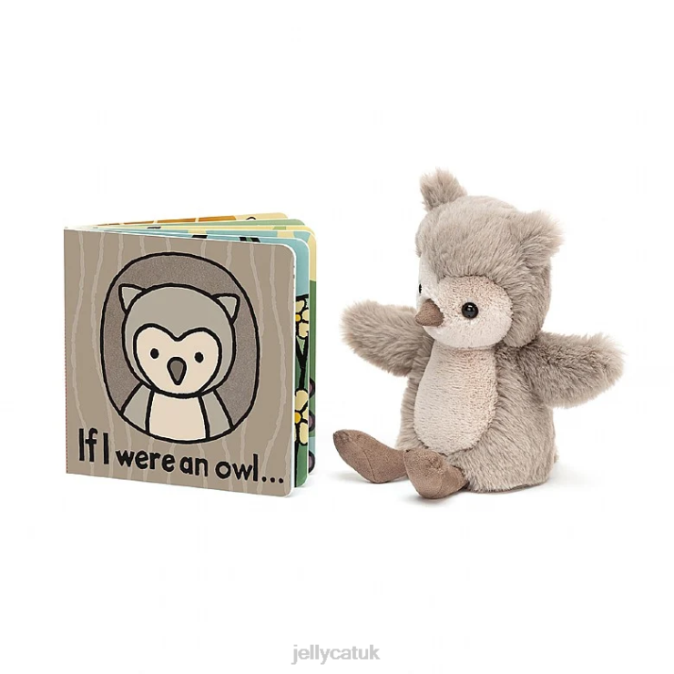 Jellycat Book V248Z732 If I Were An Owl Book and Willow Owl Grey and White