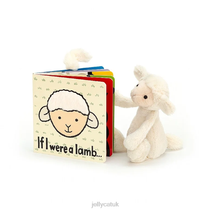 Jellycat Book V248Z735 If I Were A Lamb Book and Bashful Lamb Cream