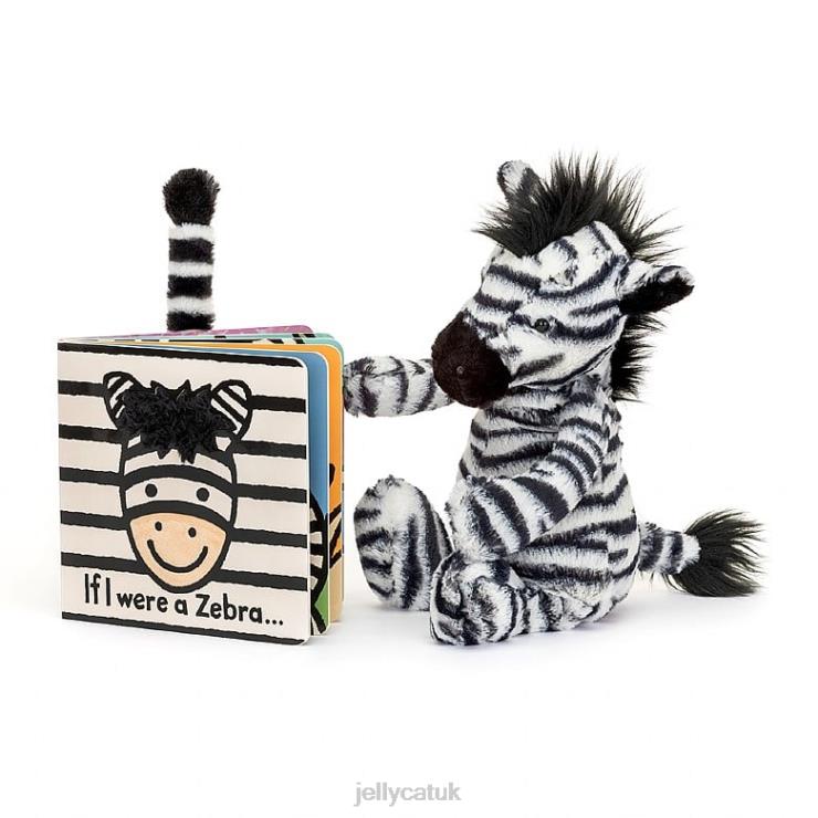 Jellycat Book V248Z796 If I Were A Zebra Board Book and Bashful Zebra Black and White