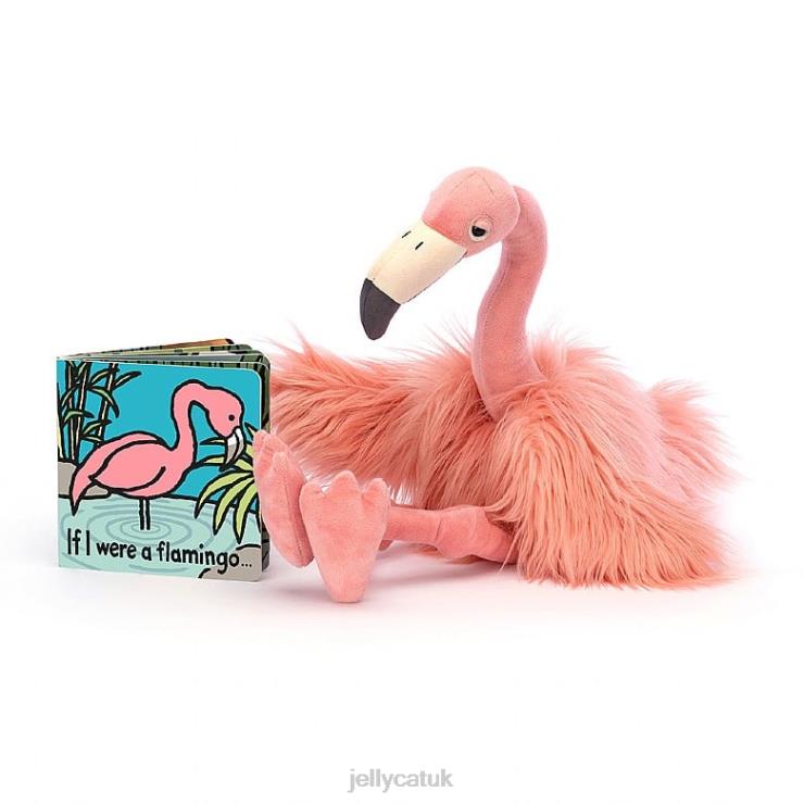 Jellycat Book V248Z797 If I Were A Flamingo Book and Rosario Flamingo Multi-colour