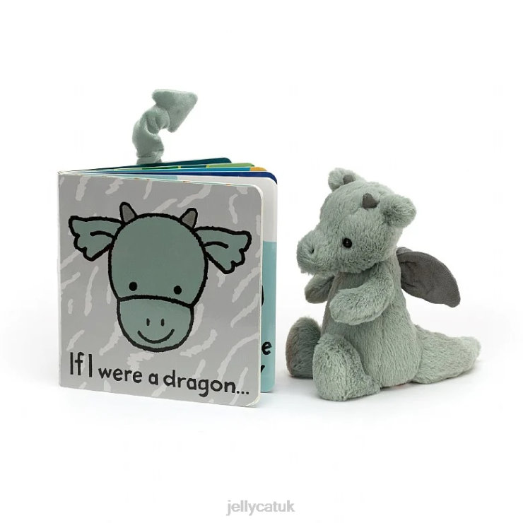 Jellycat Book V248Z808 If I Were A Dragon Book and Bashful Dragon Green