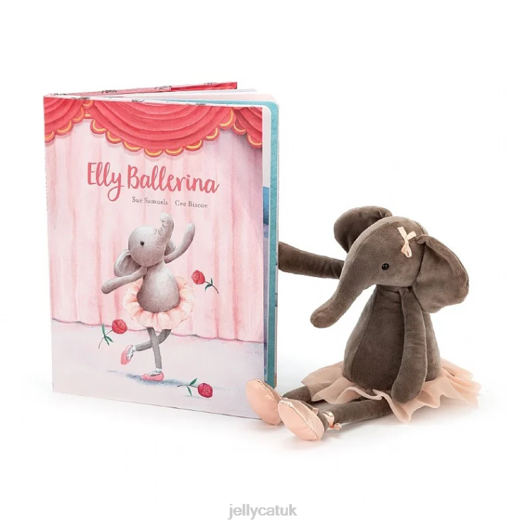 Jellycat Book V248Z691 Elly Ballerina Book and Dancing Darcey Elephant Grey