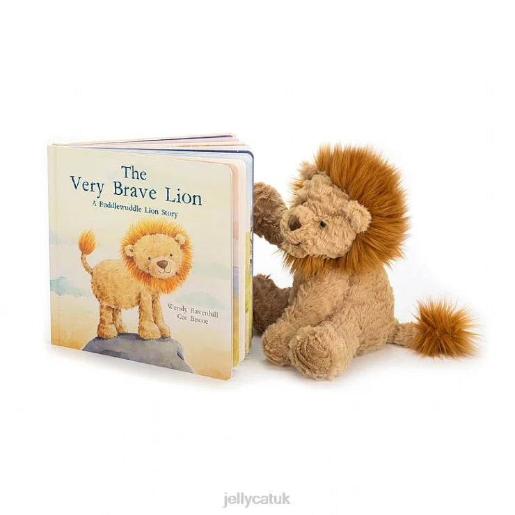 Jellycat Book V248Z692 The Very Brave Lion Book and Fuddlewuddle Lion Tan