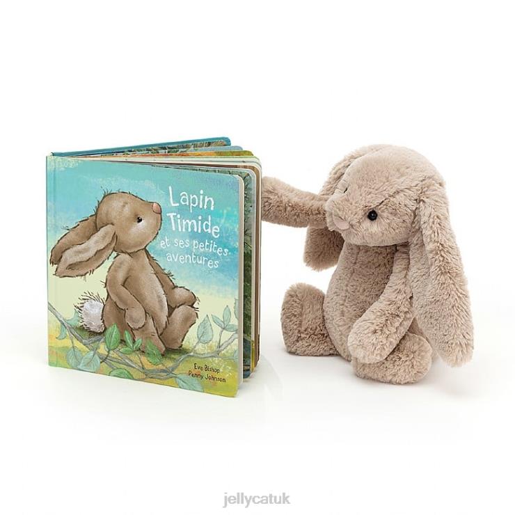 Jellycat Book V248Z706 Lapin Timide Et Ses Petites Aventures & Bashful Bunny Beige