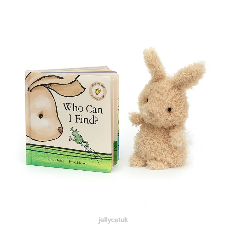 Jellycat Book V248Z737 Who Can I Find Book and Little Bunny Honey