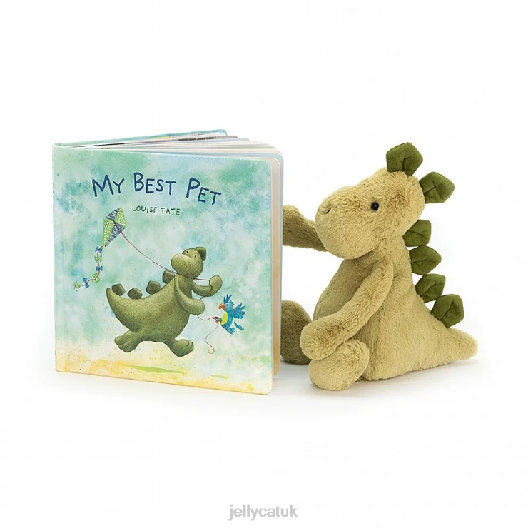 Jellycat Book V248Z809 My Best Pet Book and Bashful Dino Green