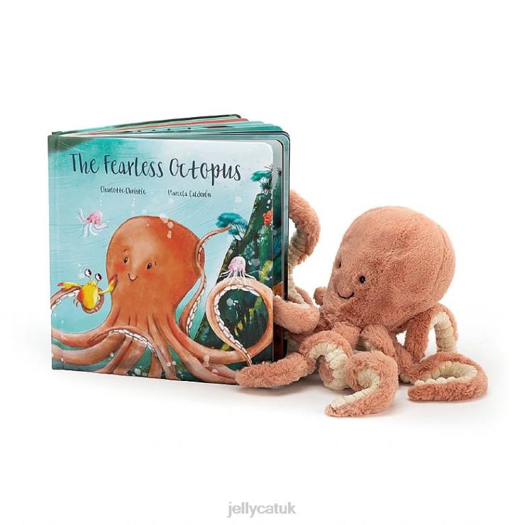 Jellycat Book V248Z810 The Fearless Octopus Book and Odell Octopus Apricot